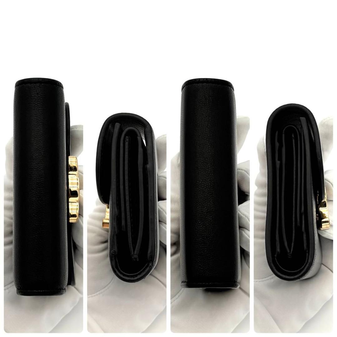 セリーヌ 折財布 トリオンフ フラップ ウォレット 三つ折り 黒 2604