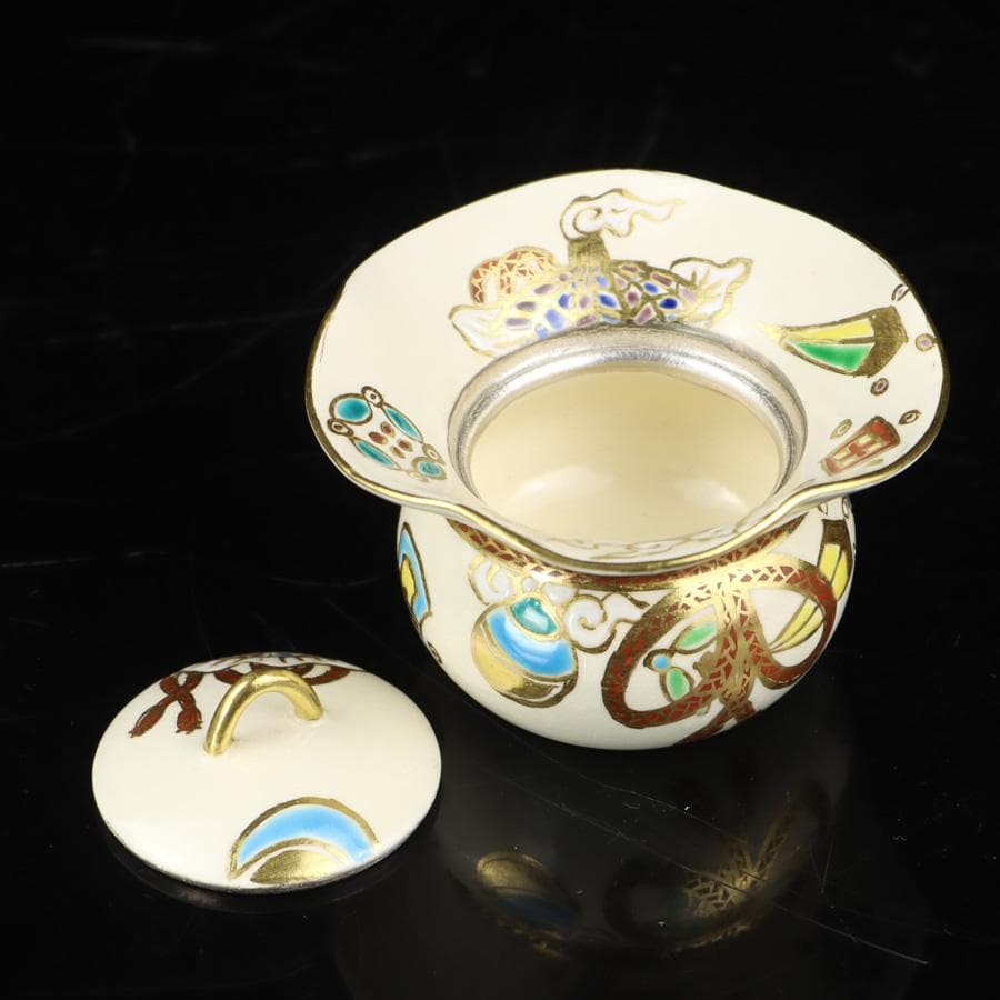 Y3030-2 茶道具 宮川香林 宝尽 袋形薄器 共箱　　GGG