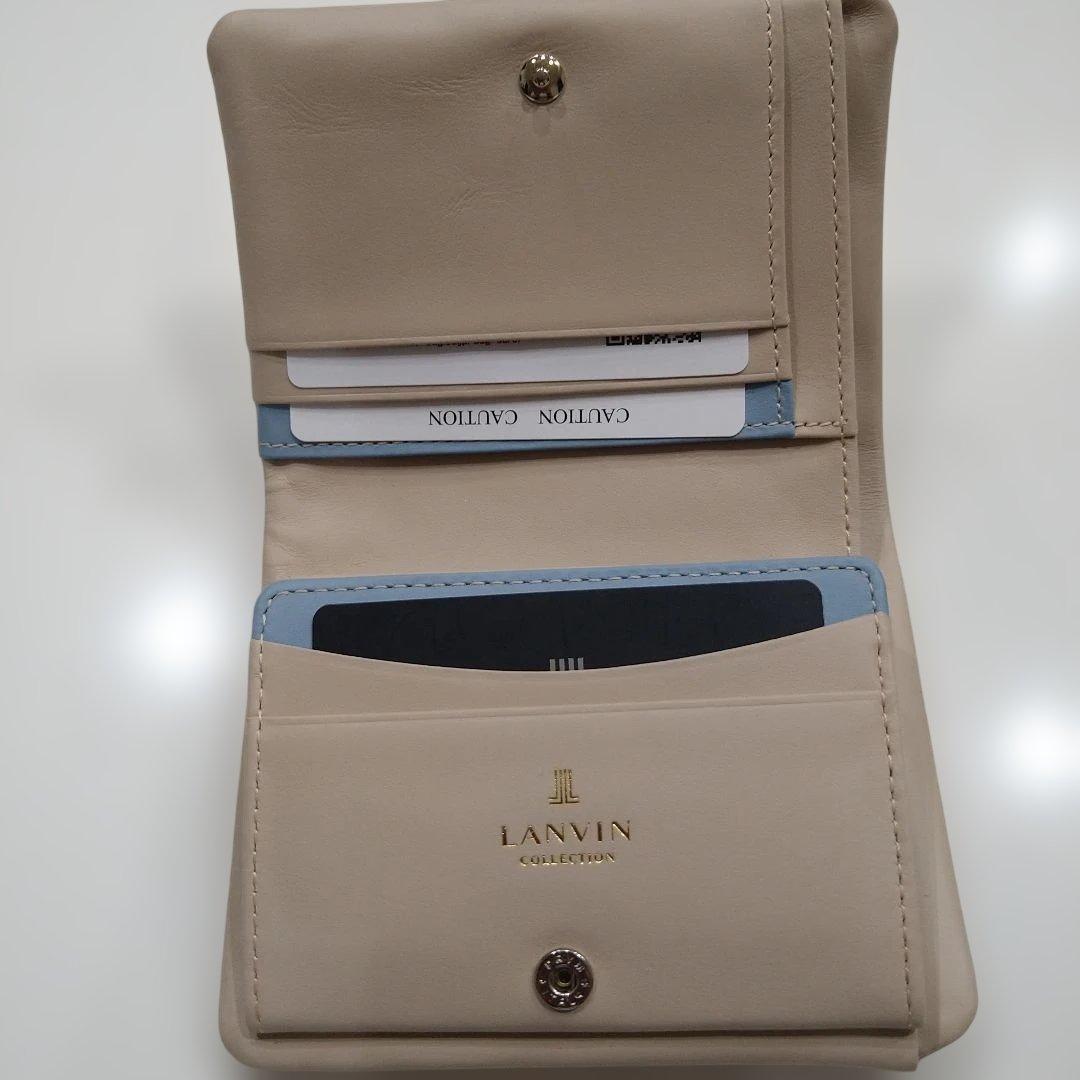 LANVIN ベージュ リボン付き二つ折り財布