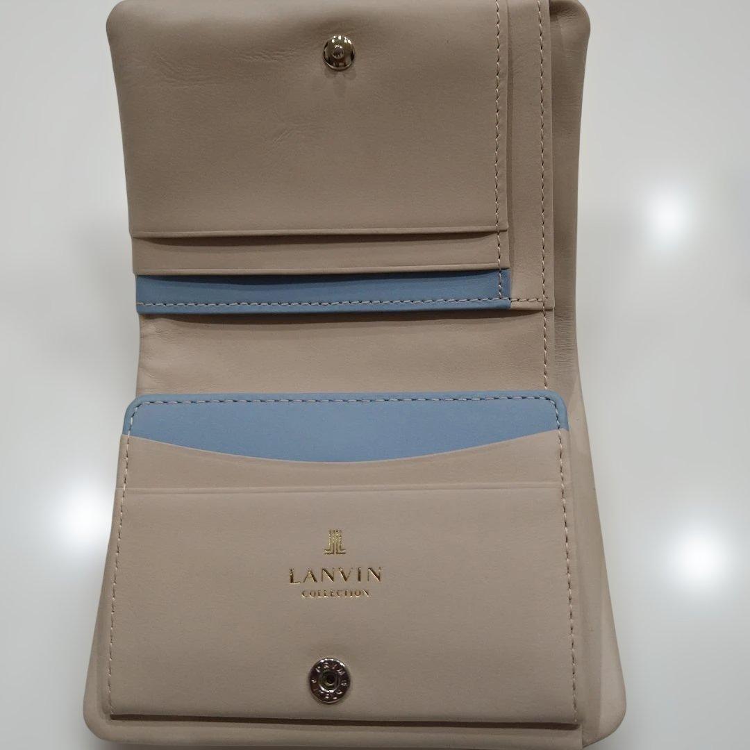 LANVIN ベージュ リボン付き二つ折り財布