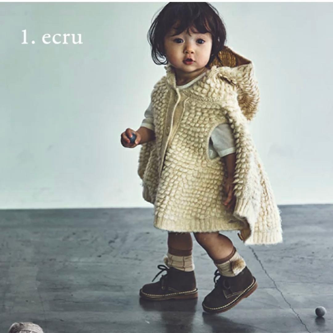 MARLMARL polka マールマール　フード付きポンチョ ecru