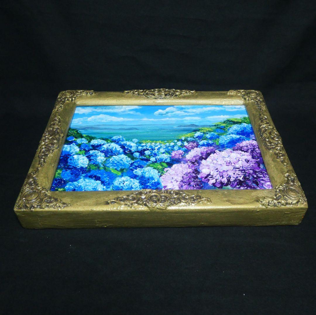 油絵 油彩 油彩画 絵画 絵【紫雲出山の紫陽花】