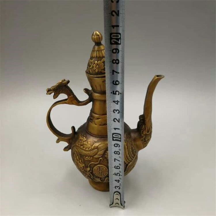 古い銅器工芸品龍鳳吉祥徳利置物  家庭銅器置物