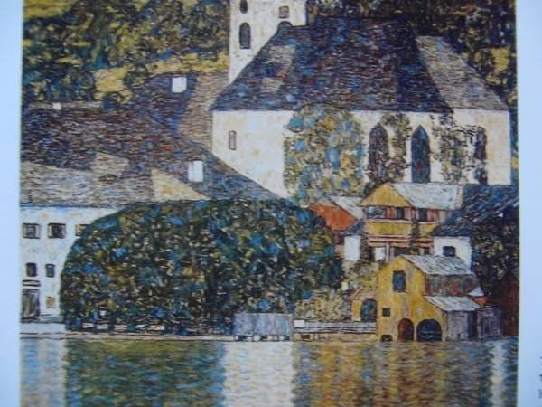 クリムト、ウンターアッハの教会、希少画集画、新品高級額、額装付、状態良好