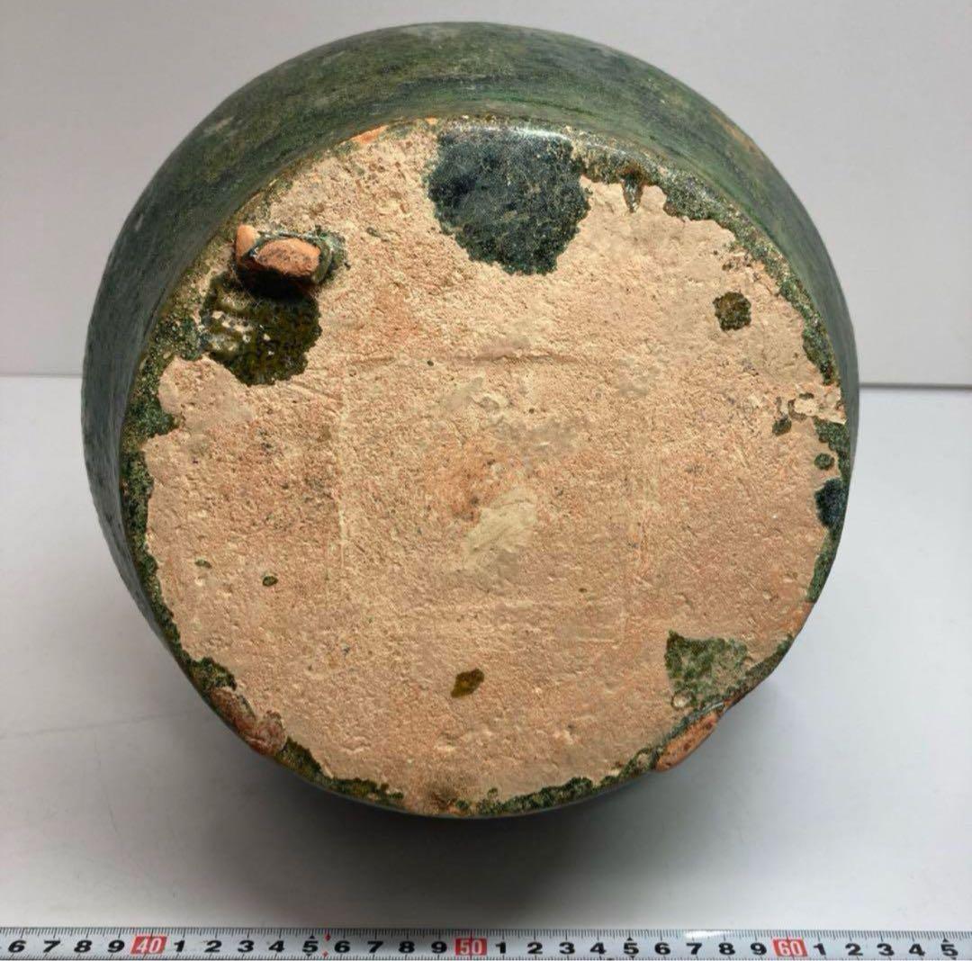 中国漢時代　漢緑釉大壺 高さ35.3cm 漢緑