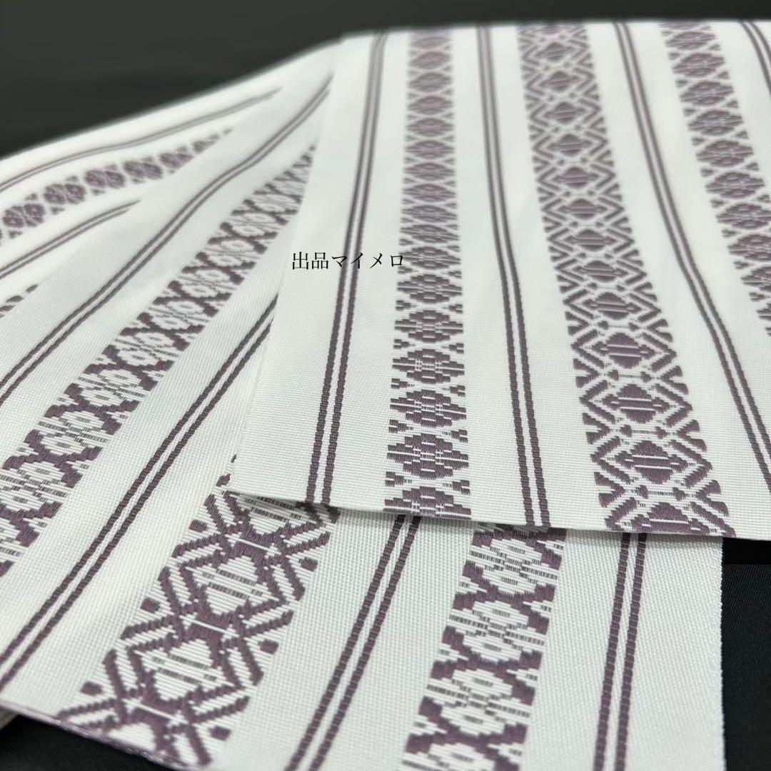 浴衣　綿麻　粋な夏着物　菊柄　紺色　献上柄　半幅帯　2点　0731④