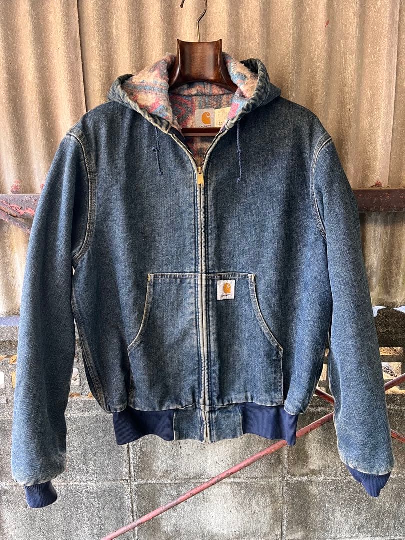 希少carharttカーハートデニムアクティブジャケットM裏ブランケットUSA製