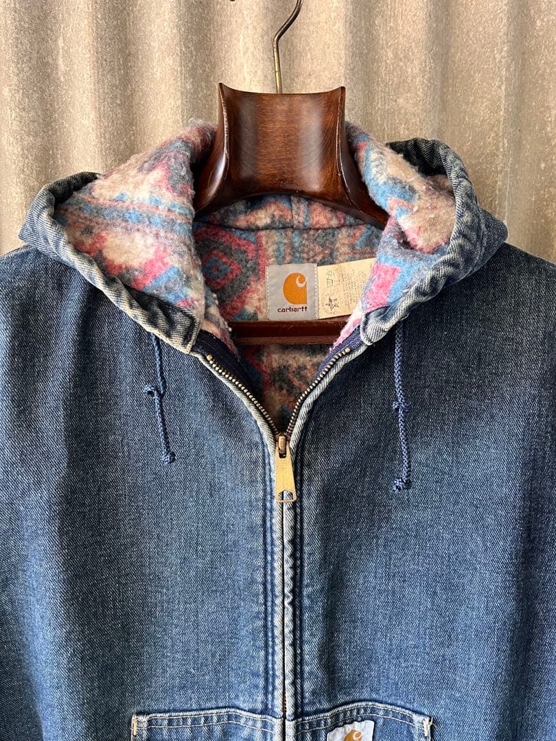 希少carharttカーハートデニムアクティブジャケットM裏ブランケットUSA製