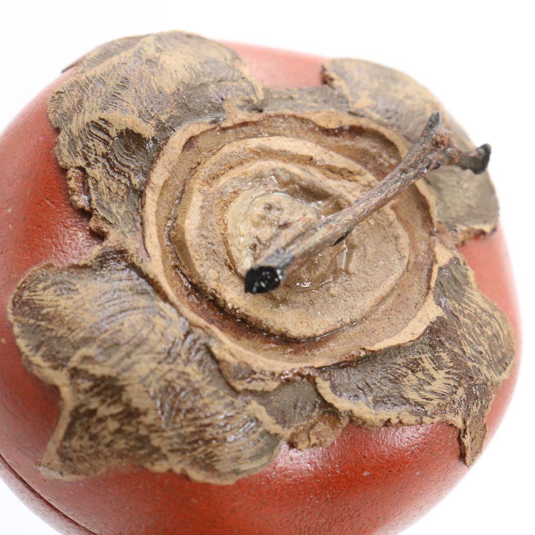 川岸充雅作 輪島塗乾漆 柿香合 茶道具 共箱共布　V701　NT7