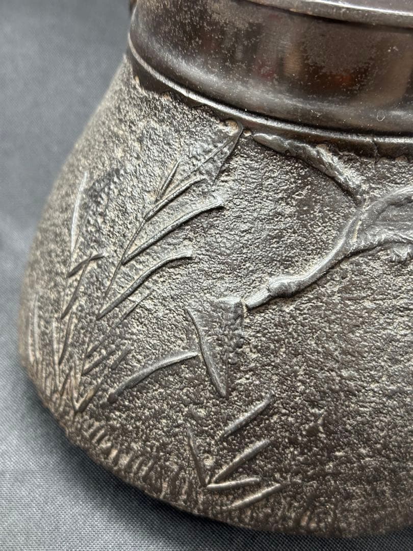 【経年品】南部鉄器　天祐堂　鉄瓶　急須　鳥