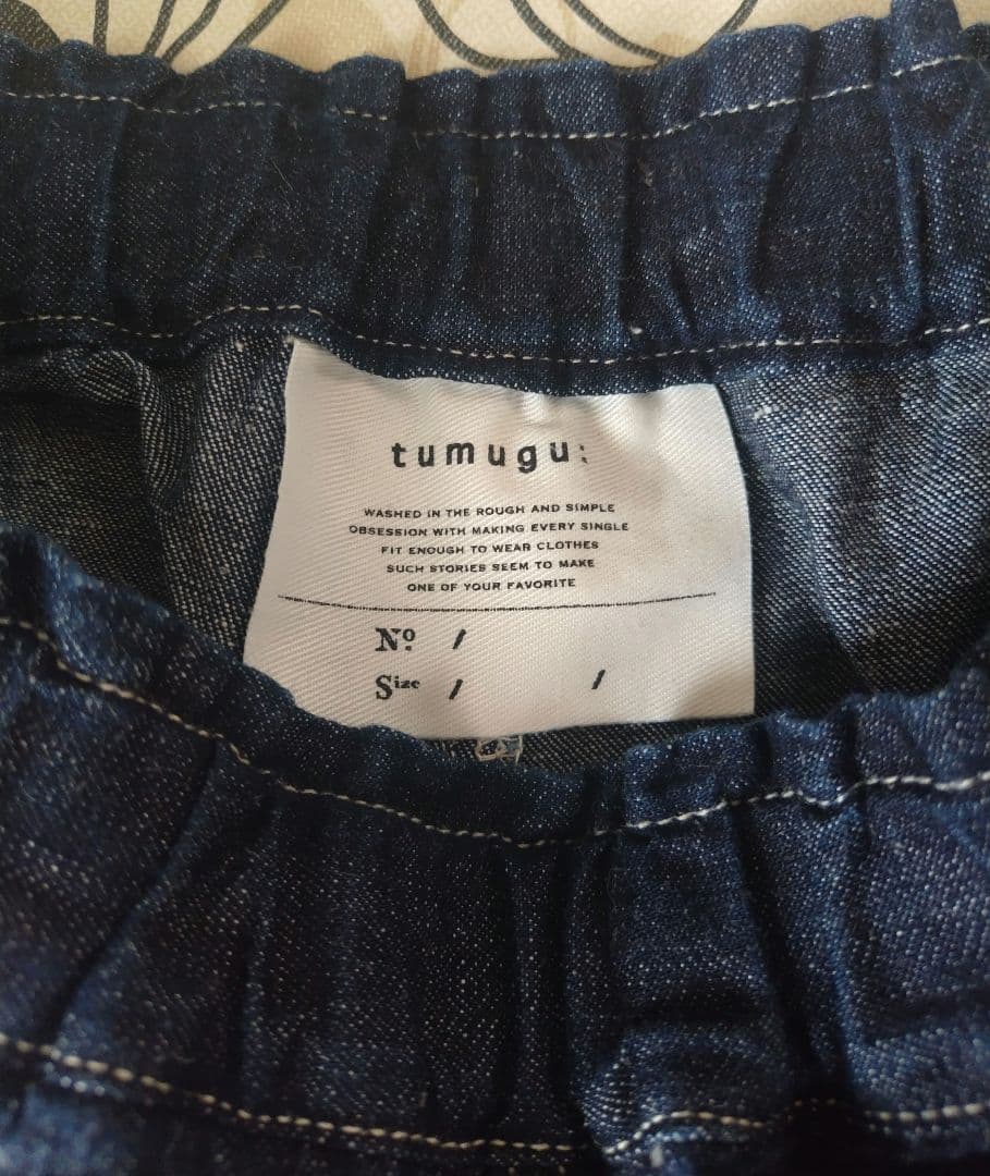 tumugu: ツムグ 綿麻混デニム８分丈パンツ ゆったりシルエット