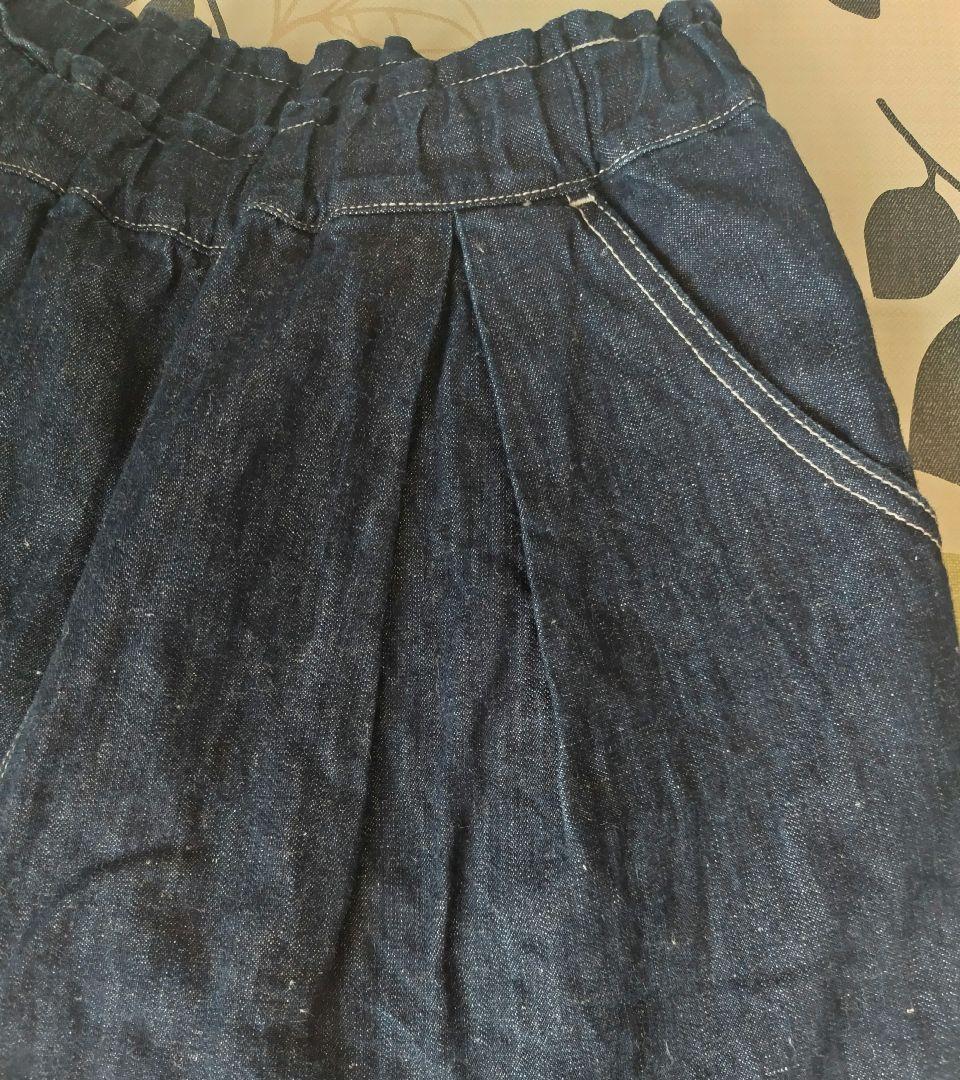 tumugu: ツムグ 綿麻混デニム８分丈パンツ ゆったりシルエット