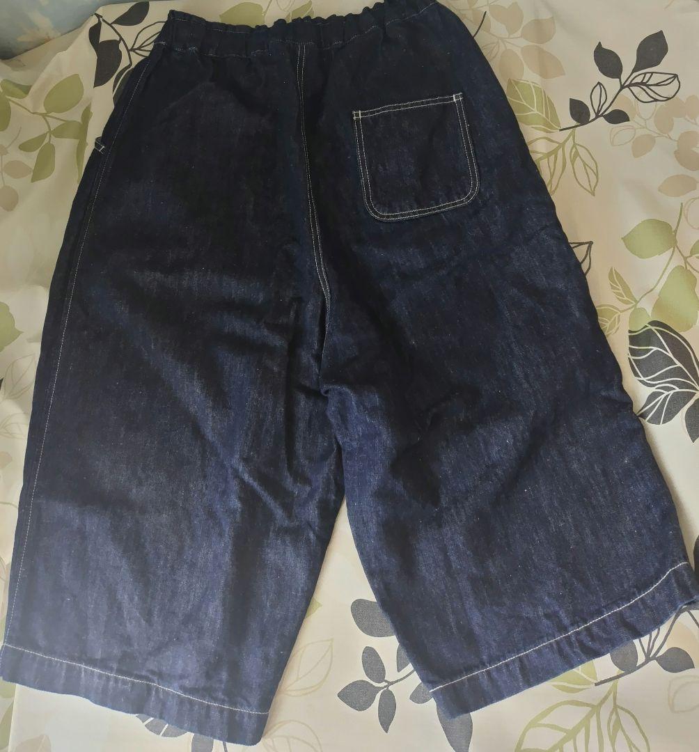 tumugu: ツムグ 綿麻混デニム８分丈パンツ ゆったりシルエット