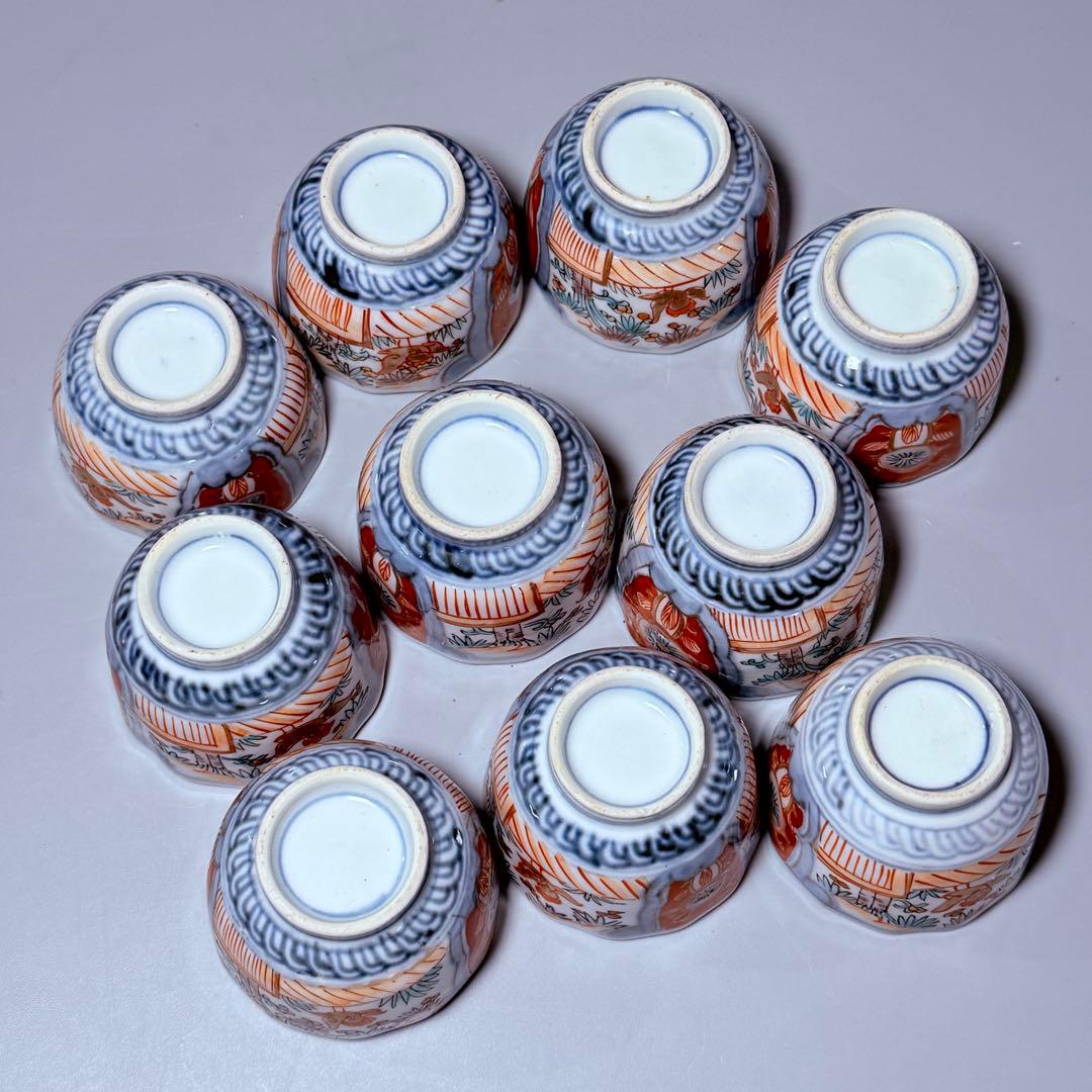 色絵花鳥図猪口10客　色絵鳳凰図向付5客