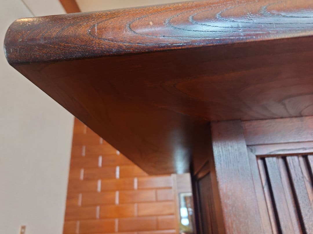 九州民芸家具　火鉢炉付卓子回転台付　ダイニングテーブル　銅製火床　囲炉裏テーブル