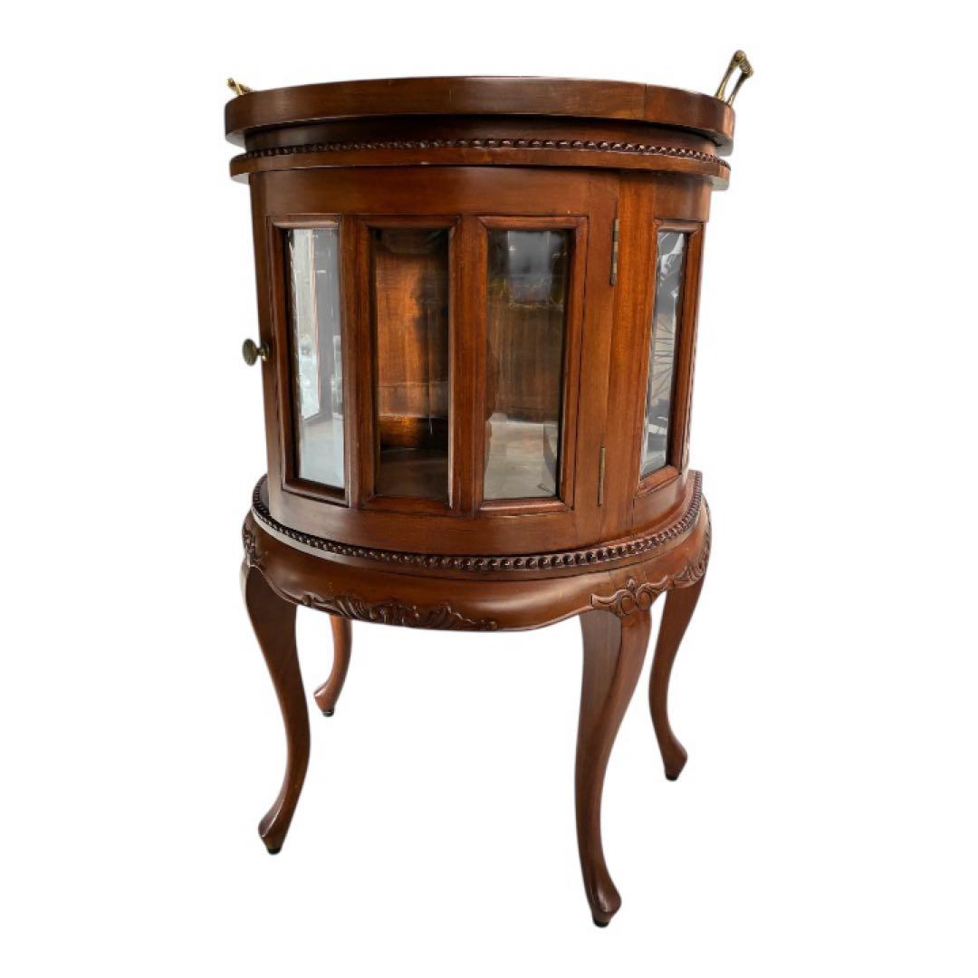 アンティーク 猫足 硝子 キャビネット 酒棚