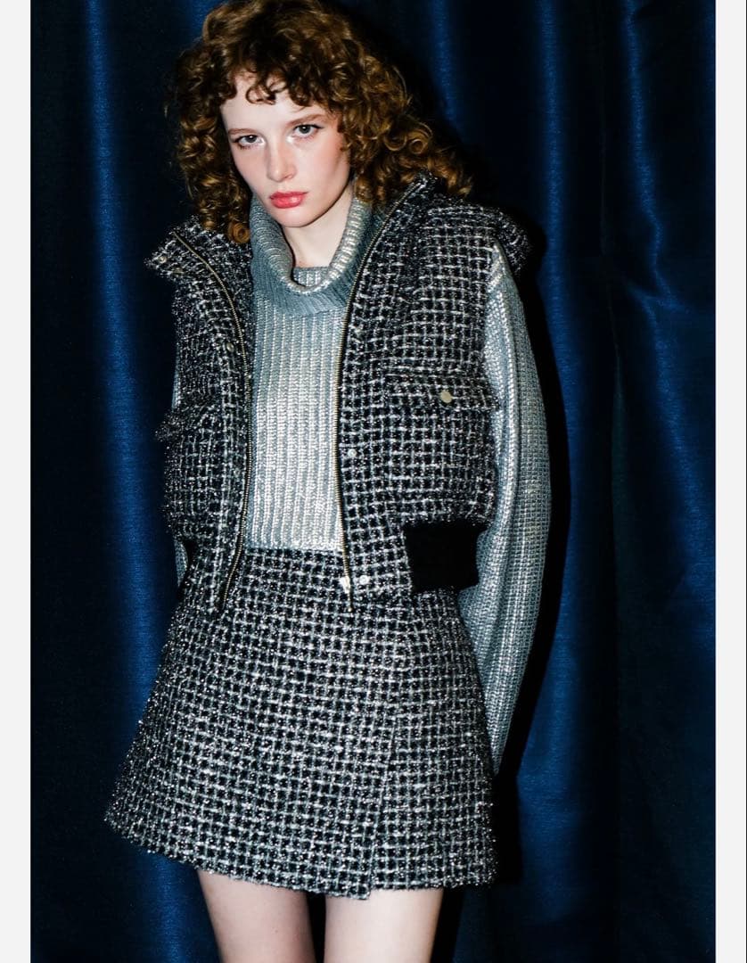 パンツ shiny tweed wrap culottes