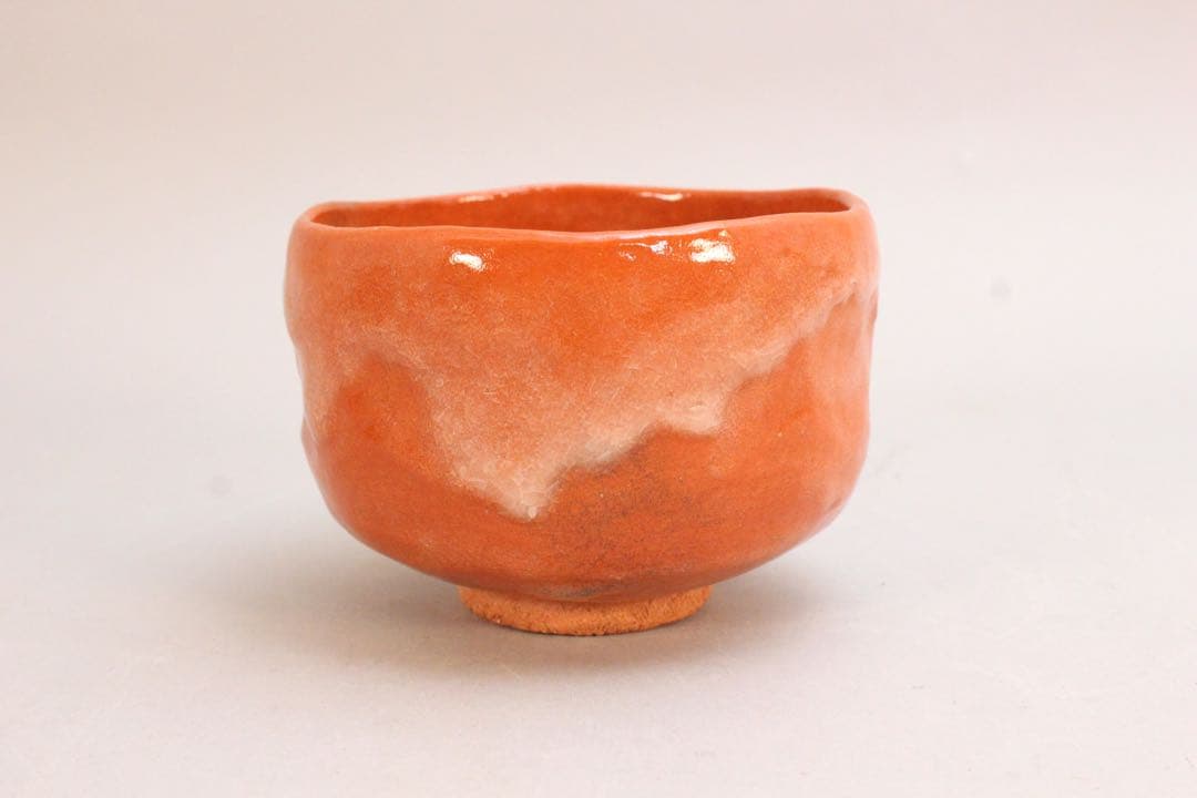 No5039 園部玄哉 造　赤茶碗　陶印有　共箱/共布　栞付　茶道具　送料無料