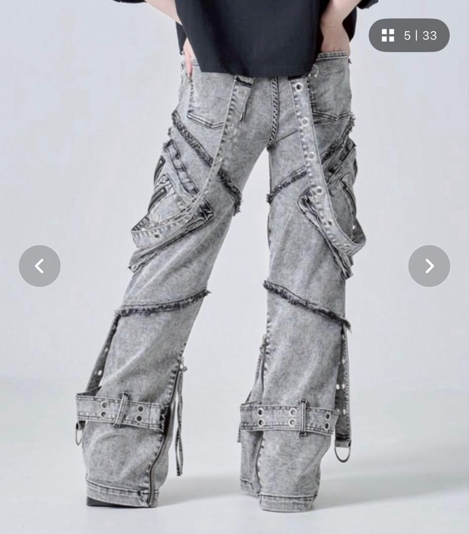 REFLEM/レフレム』サスペンダー付きフレアデニムパンツ ユニセックス