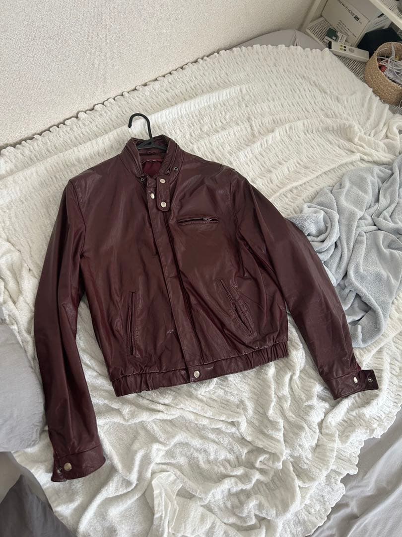 ジャケット・アウター archive single leather blouson Bordeaux