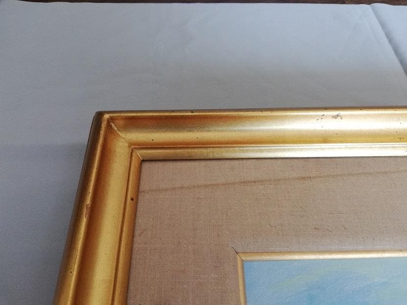 田坂乾油彩南紀漁港額サイズ（約６１０Ｘ５３５ｍｍ）サイン有