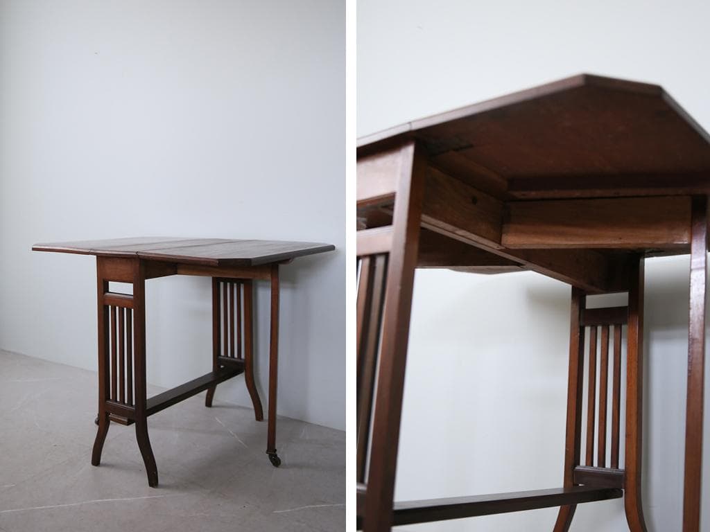 英国アンティーク木製ゲートレッグテーブル/ダイニング机/バタフライ(91-54)