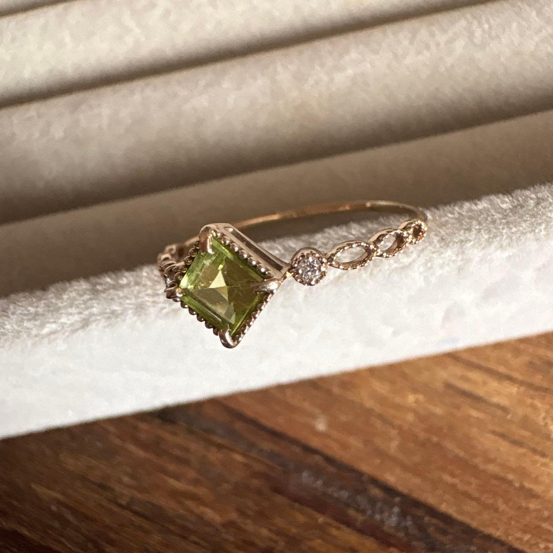 ⭐️本日限定価格！K10 ♡ ペリドット スクエアリング 約13.5号