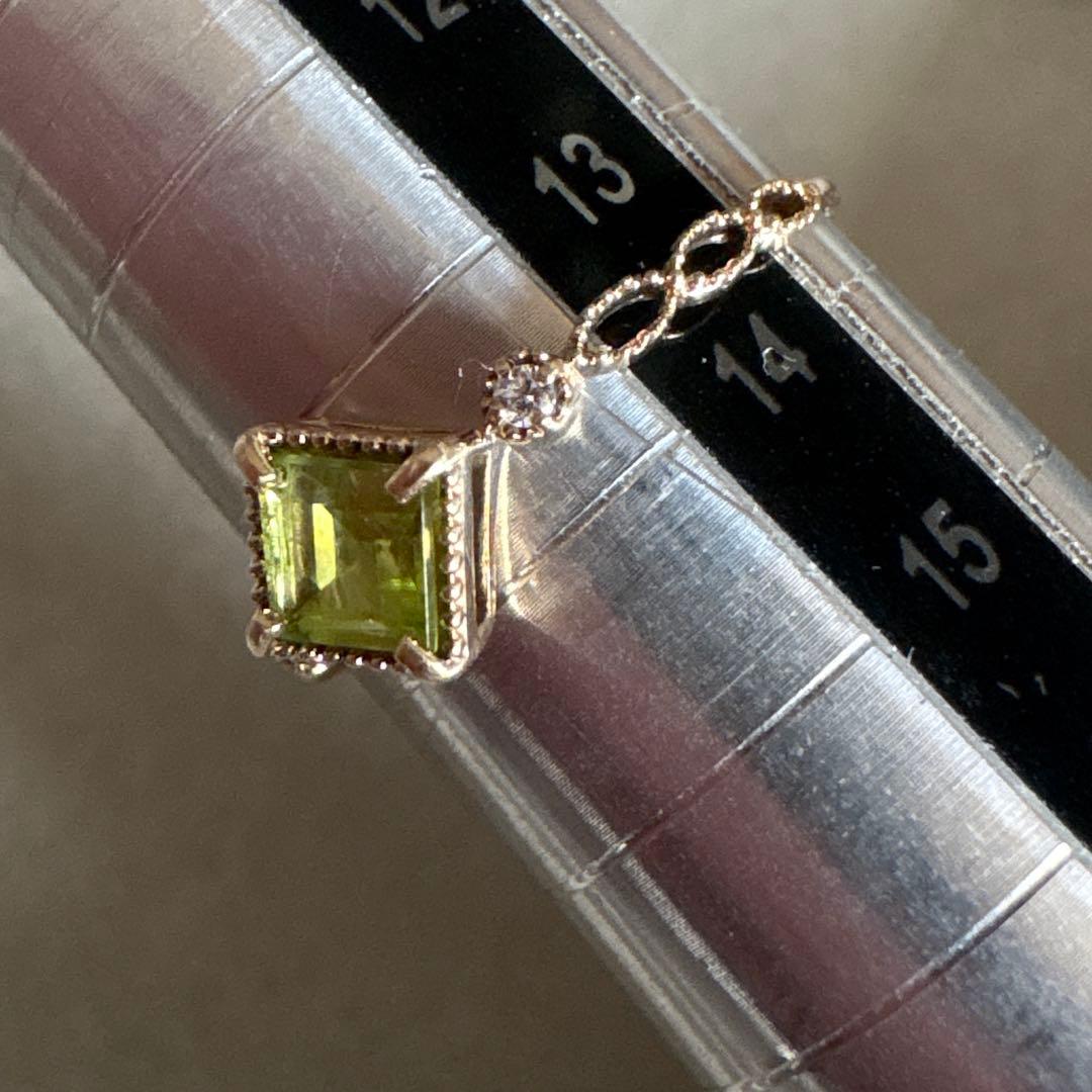 ⭐️本日限定価格！K10 ♡ ペリドット スクエアリング 約13.5号