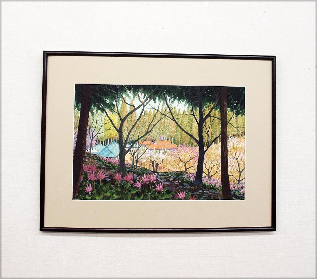 絵画「森はカタクリの花盛り」　水彩画