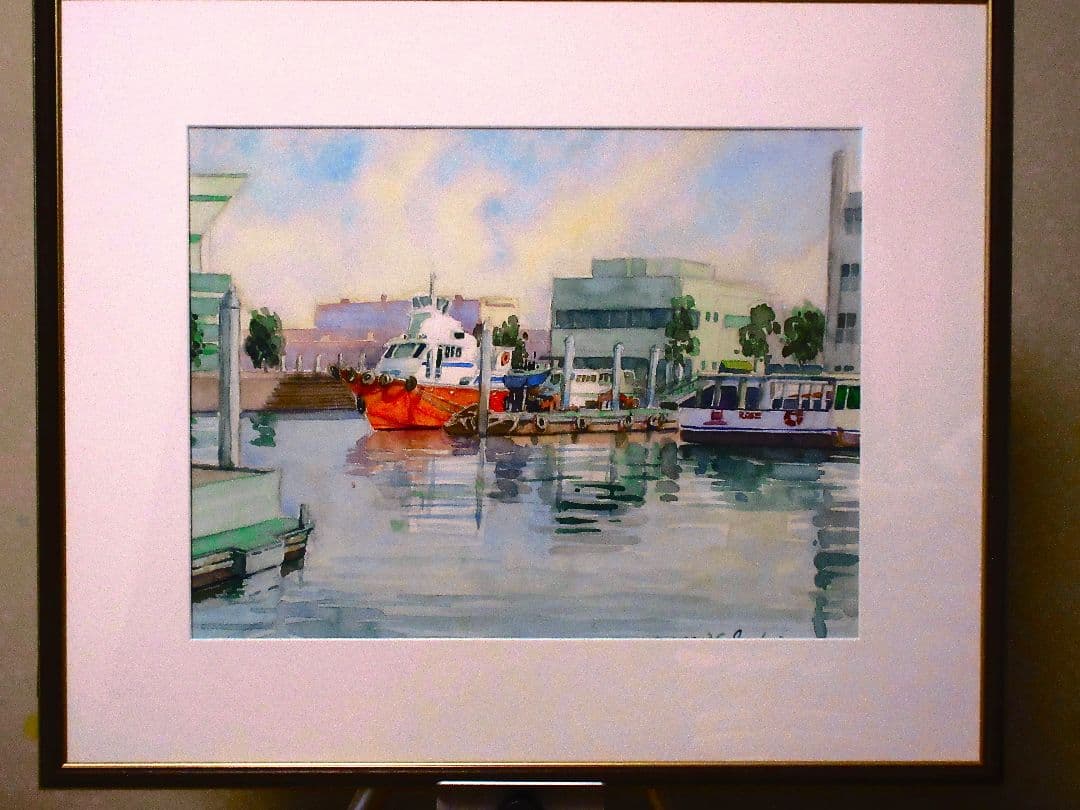 水彩画 横浜大桟橋辺り