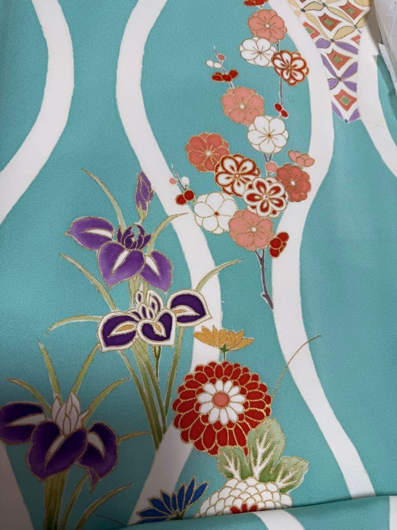 美術友禅振袖　吉祥立涌四季草花別誂え証書付き　長襦袢　新品袋帯