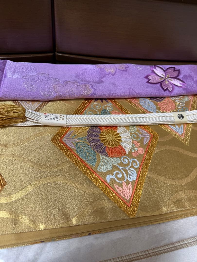 美術友禅振袖　吉祥立涌四季草花別誂え証書付き　長襦袢　新品袋帯