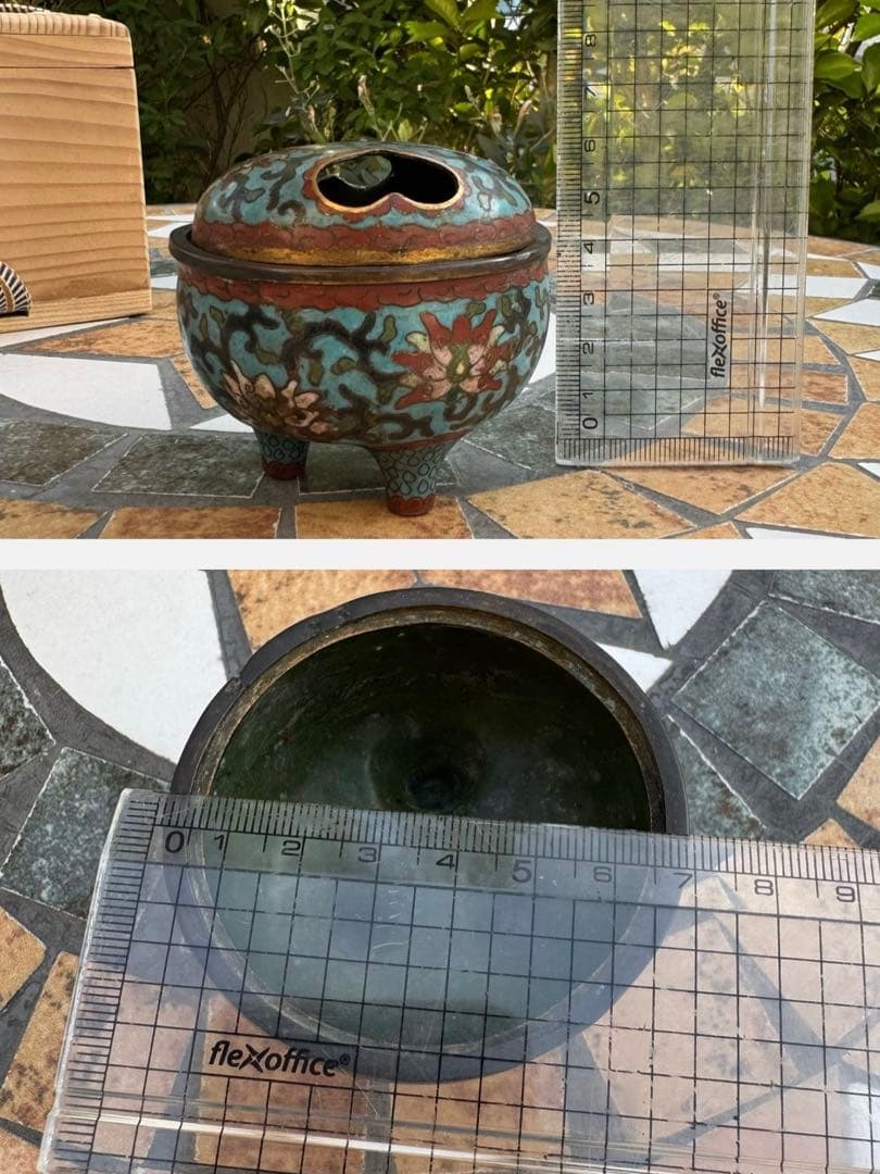 中国美術　景泰藍　七宝　香炉　唐物　骨董　共箱