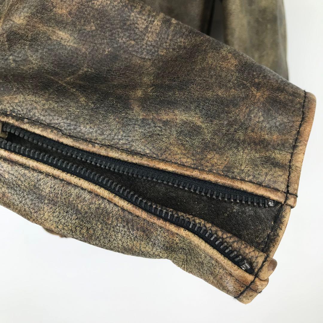 G.S.C ON TIME　レザージャケット　L　ライダース　ブラウン