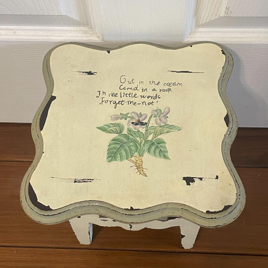 イギリスアンティーク 忘れな草 引き出し付小型テーブル 台