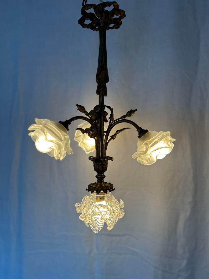 フランスアンティーク ローズリボンランプ