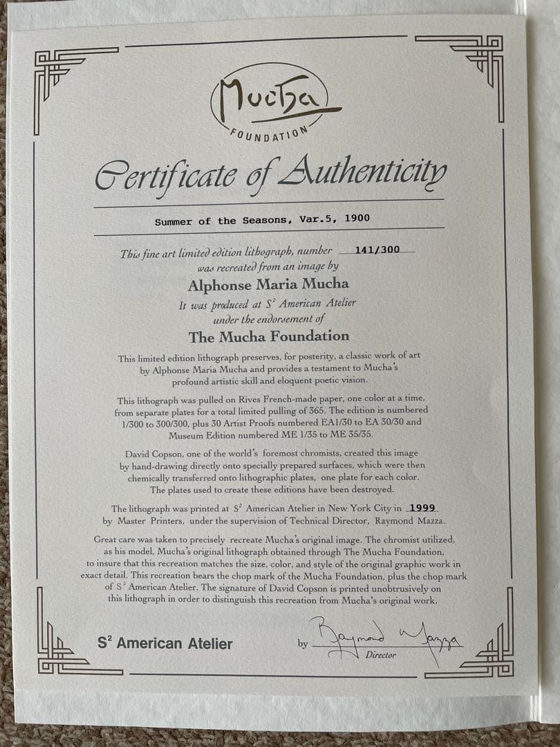 ミュシャ 四季 夏 1900 Var.5 リトグラフ