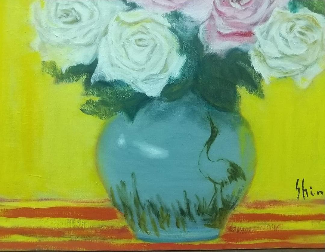 F8 「薔薇」A 油絵 油彩画 絵画 アート 静物