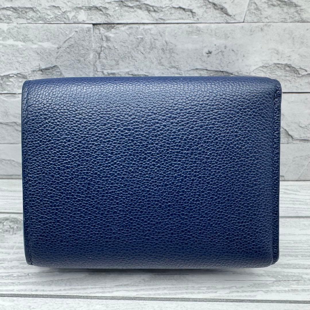 【aya☆】ブルガリ バイカラー　RFID　三つ折り財布 サークルロゴ　ネイビー