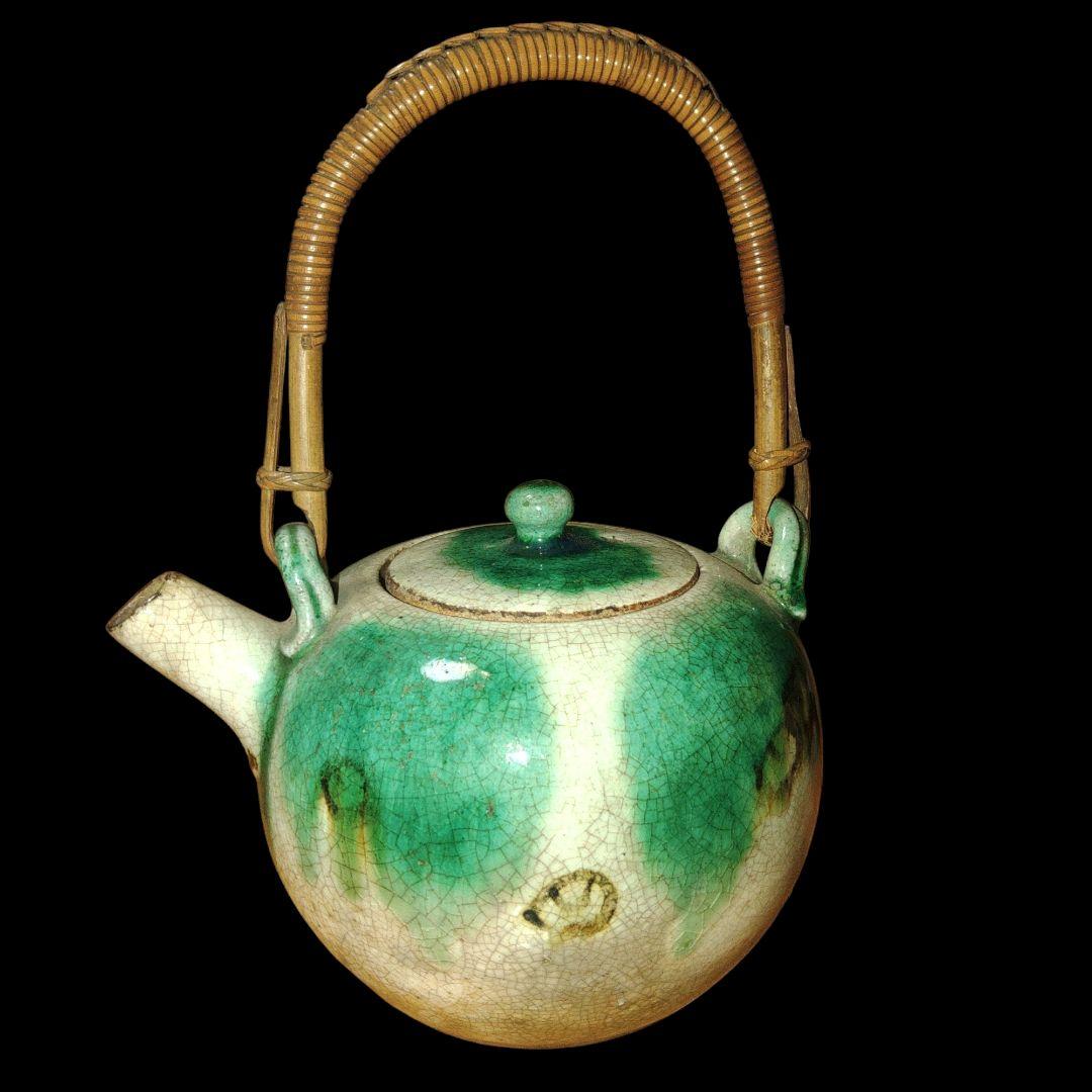 清水六兵衛　織部釉急須　土瓶　茶道具