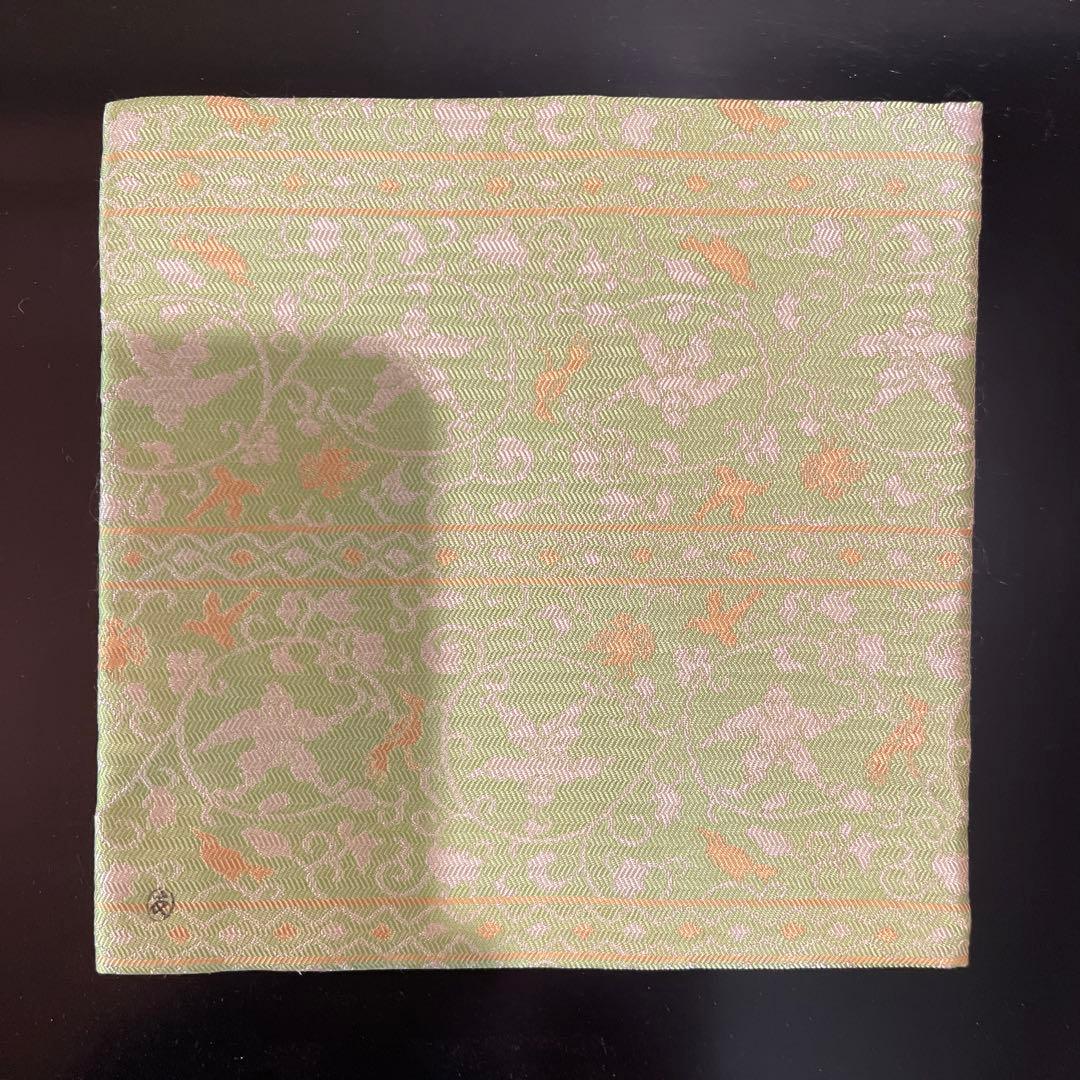 薄緑色 花柄 茶道用古帛紗