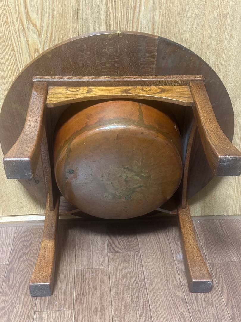 骨董火鉢囲炉裏テーブル　セット　レトロ ちゃぶ台 鉄五徳木灰付き