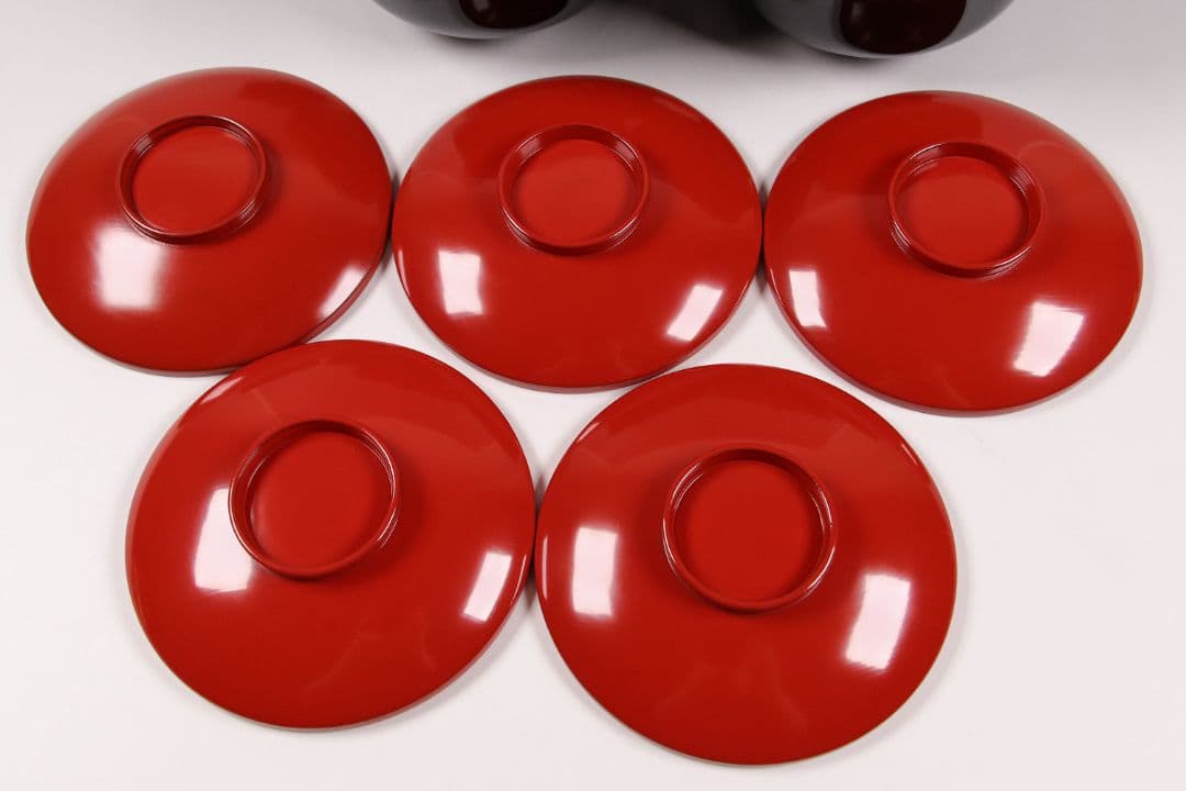 CK82 塗師 辻石斎 盃蓋吸物椀 四客 朱塗 黒塗 波に鳥 金蒔絵 木製漆器