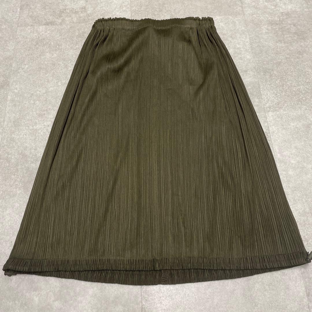 【激レア！】プリーツプリーズ　スカート　ウエスト＆裾ゴム　カーキ　5