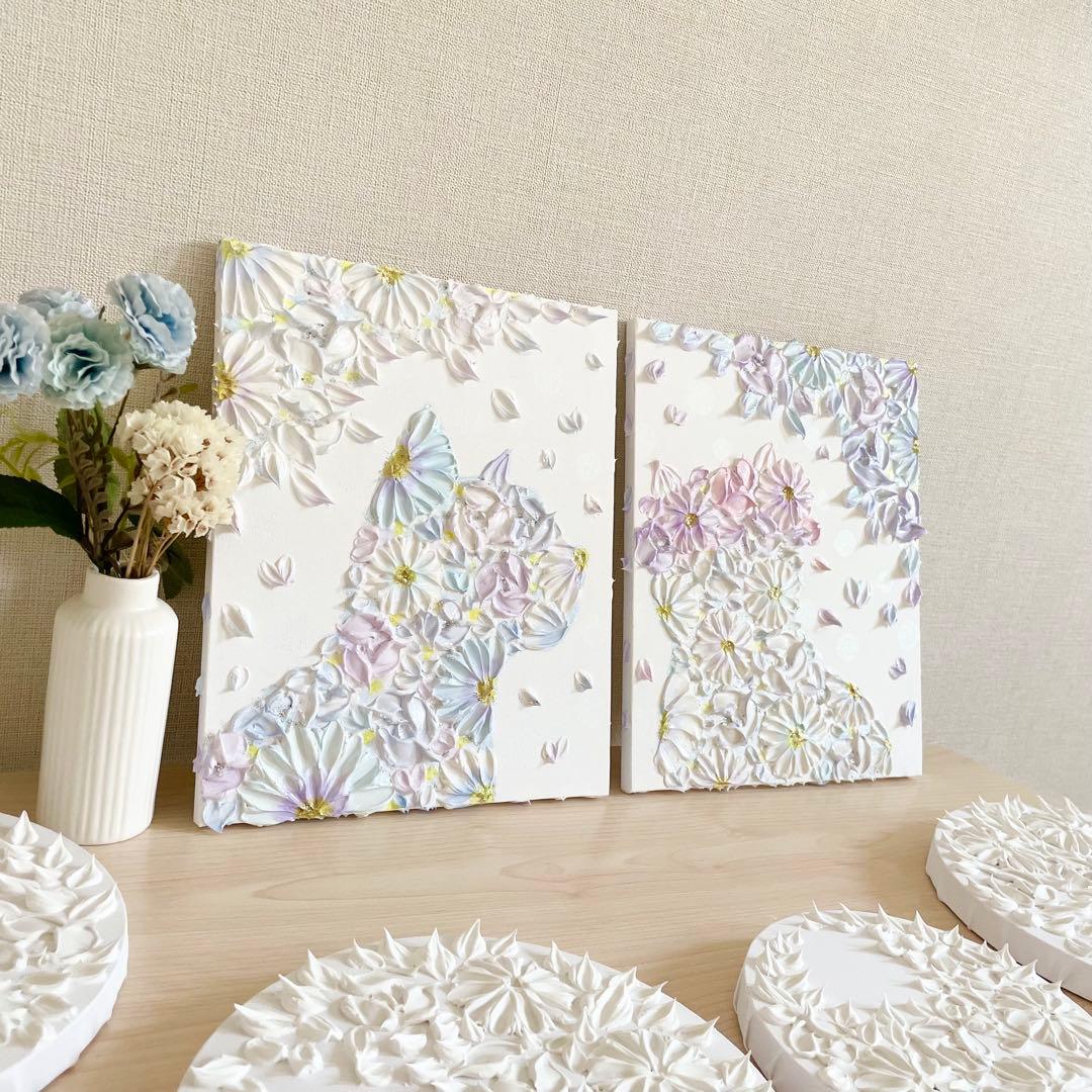 「ふたりの物語」　F3 2枚セット　テクスチャーアート　結婚祝い　記念日ギフト