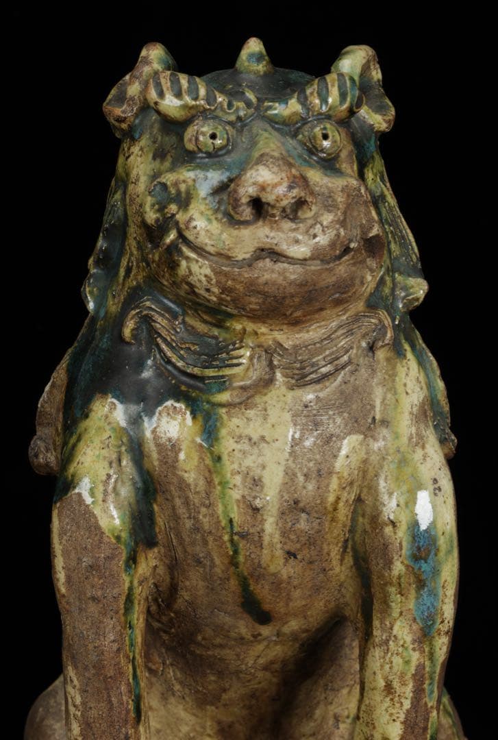 江戸期名陶 【加藤春岱】 瀬戸焼 特大狛犬 阿吽 一対 桐箱 獅子 古美術 骨董