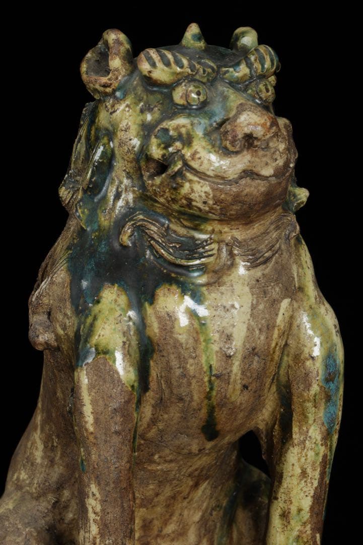 江戸期名陶 【加藤春岱】 瀬戸焼 特大狛犬 阿吽 一対 桐箱 獅子 古美術 骨董