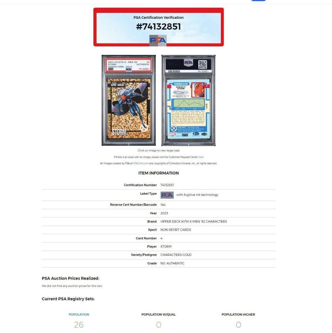 その他 Kith X-Men 97 STORM Asics PSA  CARD 1/25
