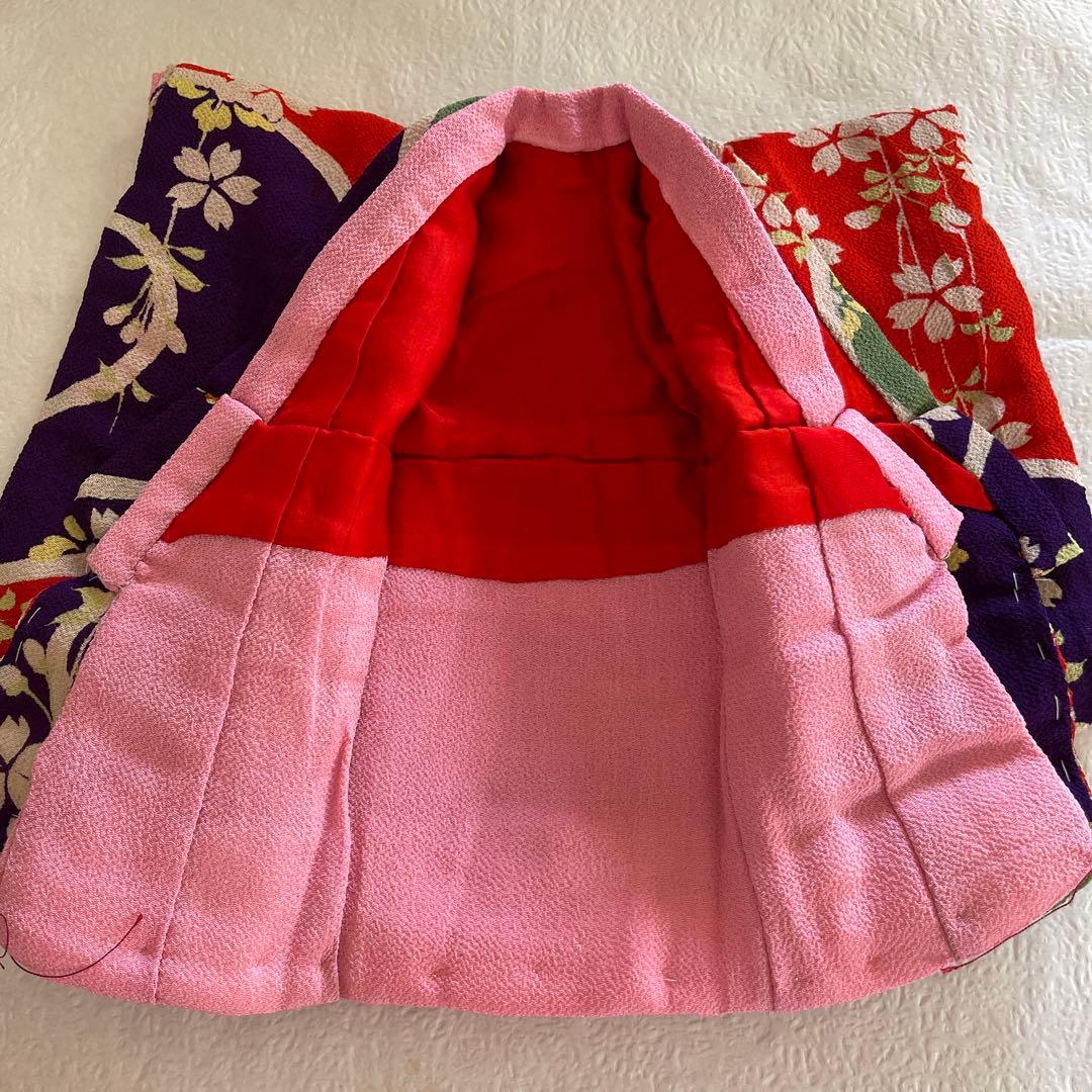 人形の着物　8号　二枚重ね　古布ちりめん③ 桜