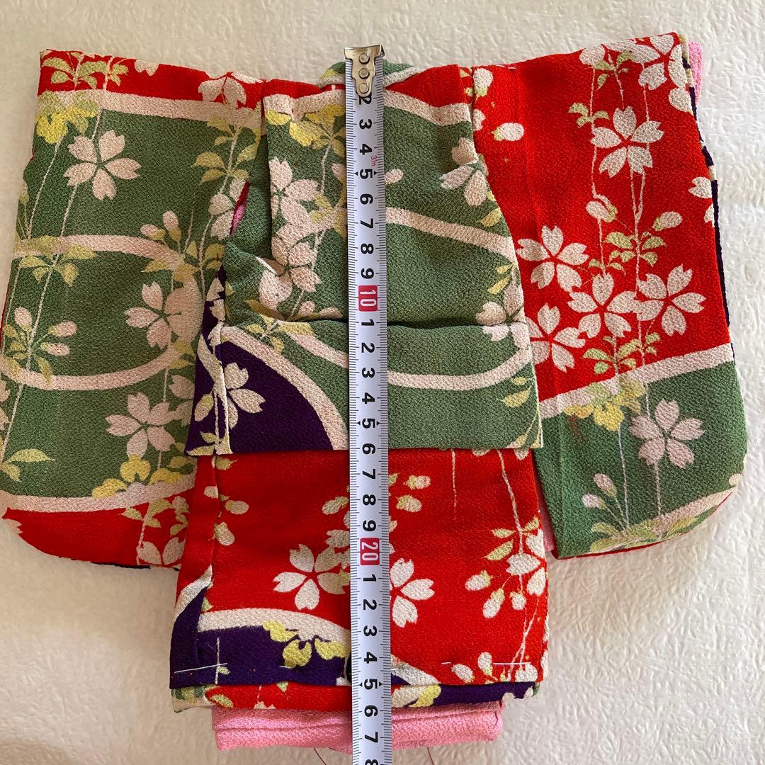 人形の着物　8号　二枚重ね　古布ちりめん③ 桜